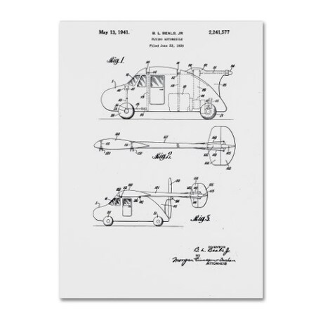 Claire Doherty 'Flying Car Patent 1941 White' Canvas Art,14x19